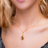Lily Flower Necklace in Silver with 24ct Gold and Amber