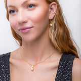 Lily of the Valley Flower Drop Earrings in Silver with 24ct Gold & Mother of Pearl
