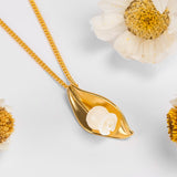 Lily of the Valley Necklace in Silver with 24ct Gold & Mother of Pearl