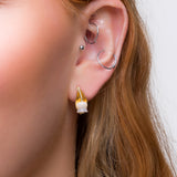 Lily of the Valley Flower Stud Earrings in Silver with 24ct Gold & Mother of Pearl