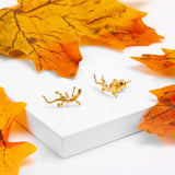 Lizard Stud Earrings in Silver with 24ct Gold