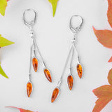 Dangle Drop Earrings in Silver and Amber