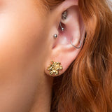 Maple Leaf Stud Earrings in Silver with 24ct Gold