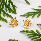 Maple Leaf Stud Earrings in Silver with 24ct Gold