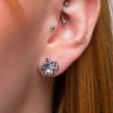 Maple Leaf Stud Earrings in Silver