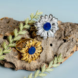 Marguerite Daisy Ring with Silver with 24ct Gold & Lapis Lazuli