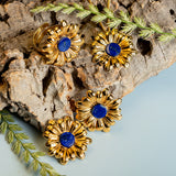 Marguerite Daisy Ring with Silver with 24ct Gold & Lapis Lazuli