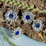 Marguerite Daisy Stud Earrings in Silver and Lapis Lazuli