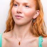 Marquise Cut Necklace in Sterling Silver & Cognac Amber