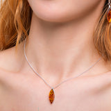 Marquise Cut Necklace in Sterling Silver & Cognac Amber