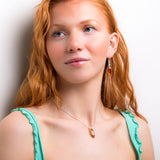 Marquise Cut Drop Earrings in Sterling Silver & Cognac Amber