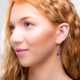 Mini Nugget Bead Hook Earrings in Silver & Amethyst