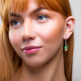 Mini Nugget Bead Hook Earrings in Silver & Aventurine