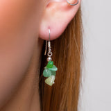 Mini Nugget Bead Hook Earrings in Silver & Aventurine