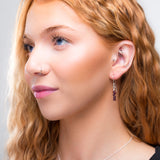 Mini Nugget Bead Hook Earrings in Silver & Garnet