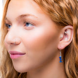 Mini Nugget Bead Hook Earrings in Silver & Lapis Lazuli