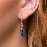Mini Nugget Bead Hook Earrings in Silver & Lapis Lazuli