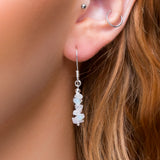 Mini Nugget Bead Hook Earrings in Silver & Moonstone