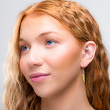 Mini Nugget Bead Hook Earrings in Silver & Peridot