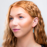 Mini Nugget Bead Hook Earrings in Silver & Turquoise