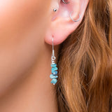 Mini Nugget Bead Hook Earrings in Silver & Turquoise