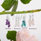 Mini Nugget Bead Hook Earrings in Silver & Moonstone