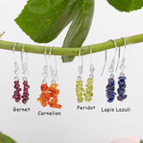 Mini Nugget Bead Hook Earrings in Silver & Moonstone