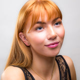 Miniature Open Heart Stud Earrings in Silver with 24ct Gold