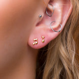 Mismatched Music Stud Earrings in 24ct Gold