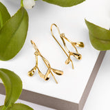 Merry Mistletoe Hook Earrings in Silver with 24ct Gold