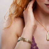 Reptile Skin Textured Bangle in Sterling Silver with 24ct Gold