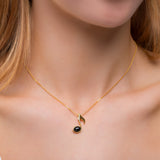 Quaver Music Note Necklace in Silver with 24ct Gold Plate & Black Onyx