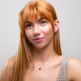 Quaver Music Note Necklace in Silver and Black Onyx