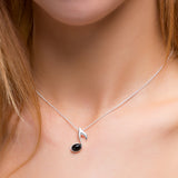 Quaver Music Note Necklace in Silver and Black Onyx