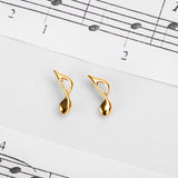 Music Note Stud Earrings in Silver with 24ct Gold