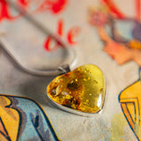 Natural Beauty Amber and Silver Heart Necklace - Natural Designer Gemstone