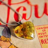 Natural Beauty Amber and Silver Heart Necklace - Natural Designer Gemstone