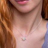 Nautical Wind Rose Necklace in Silver and Ethiopian Opal