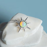 Nautical Wind Rose Necklace in Silver and Ethiopian Opal
