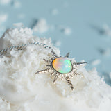 Nautical Wind Rose Necklace in Silver and Ethiopian Opal