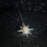 Nautical Wind Rose Necklace in Silver and Ethiopian Opal