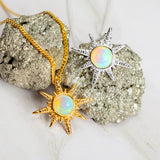 Nautical Wind Rose Necklace in Silver with 24ct Gold and Ethiopian Opal