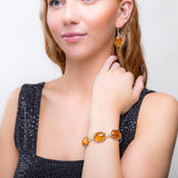 Handmade Statement Nugget Style Bracelet in Silver and Baltic Amber