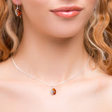 Mighty Oak Leaf Necklace in Silver and Amber