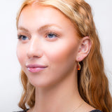 Oak Leaf Hook Earrings in Silver with 24ct Gold and Amber