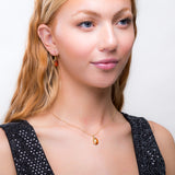 Oak Leaf Hook Earrings in Silver with 24ct Gold and Amber