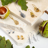 Oak Leaf Hook Earrings in Silver
