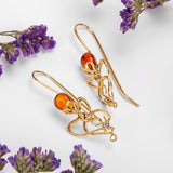 Octopus Earrings in Silver with 24ct Gold & Amber