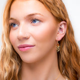 Octopus Earrings in Silver with 24ct Gold & Amber