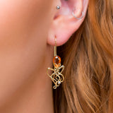Octopus Earrings in Silver with 24ct Gold & Amber
